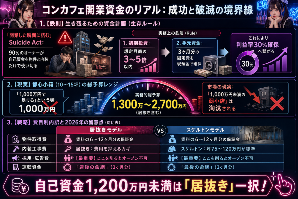 コンカフェ開業資金のリアル｜「1,000万円で足りる」という嘘と実務の壁