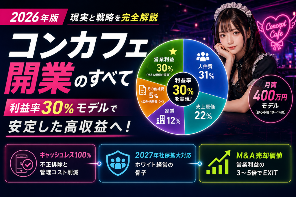 コンカフェ開業の裏側|必要な資格、初期費用とクリーン経営で利益率30%を出す鉄則