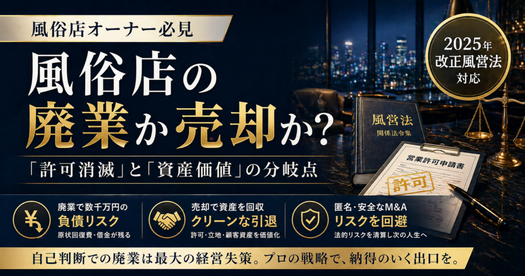 風俗店の廃業か売却か？風俗経営者のための出口戦略。「許可消滅」と「資産価値」の分岐点