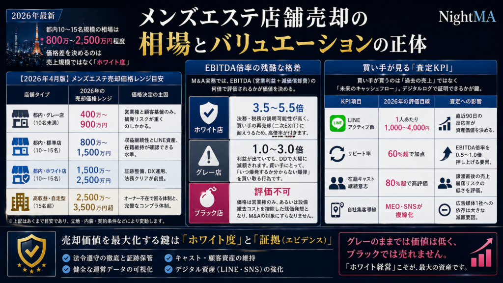 メンズエステ店舗売却の相場とバリュエーションの正体