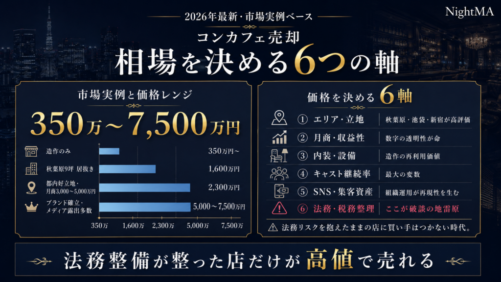 コンカフェ売却相場の目安【2026年最新】