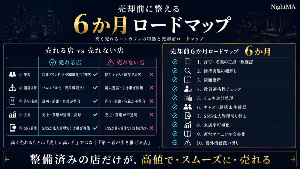 高く売れるコンカフェの特徴と売却前ロードマップ