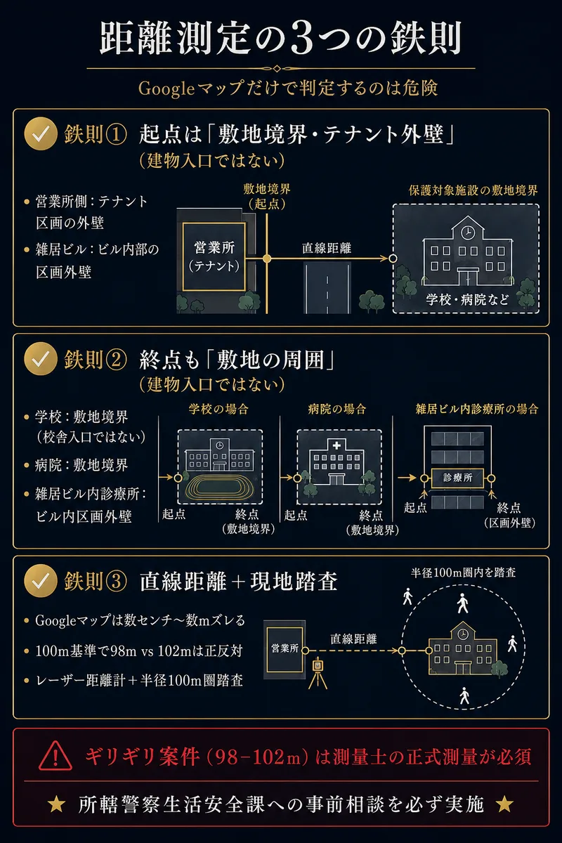 距離測定の3つの鉄則 Googleマップだけで判定するのは危険