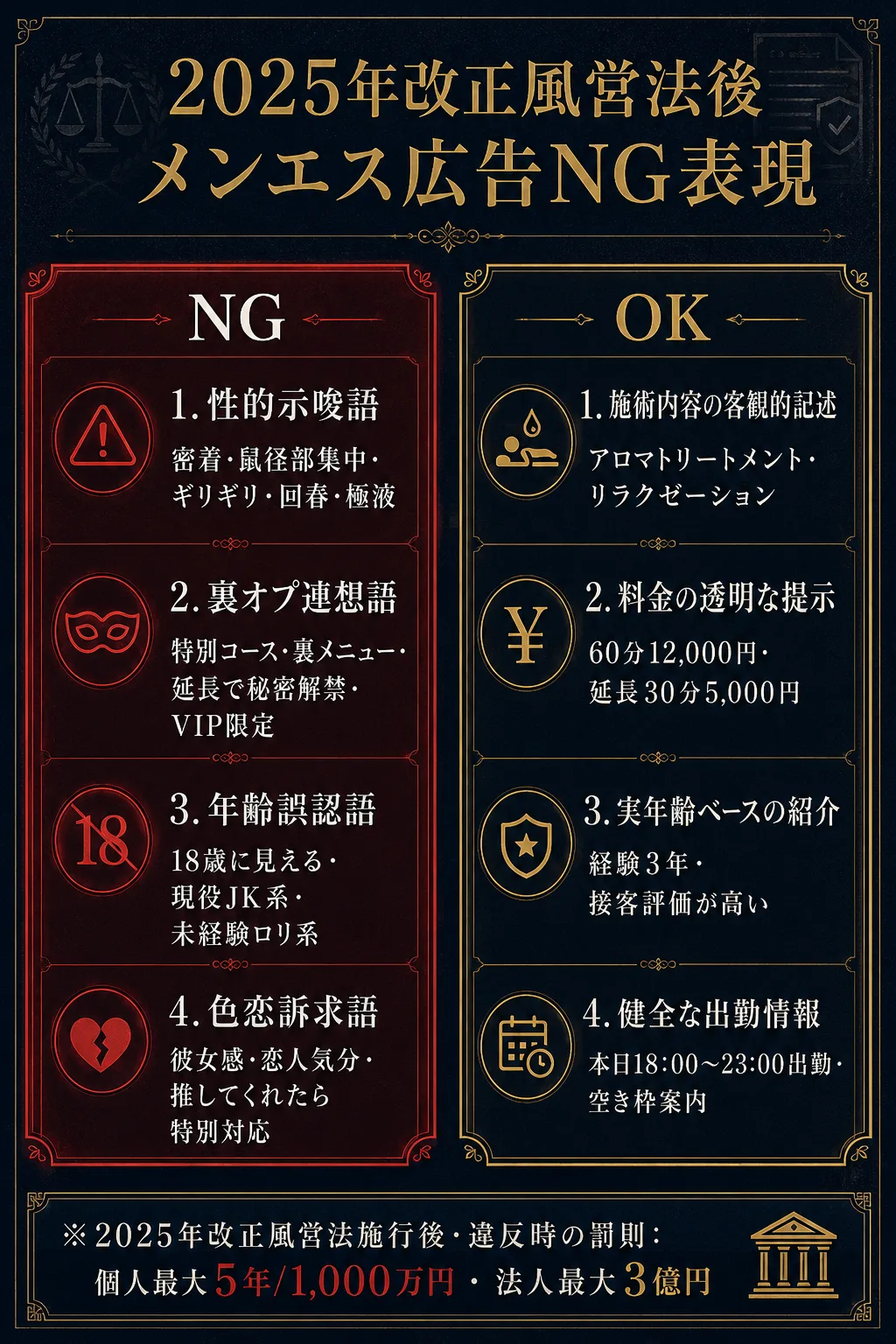 2025年改正風営法後のメンエスNG広告表現